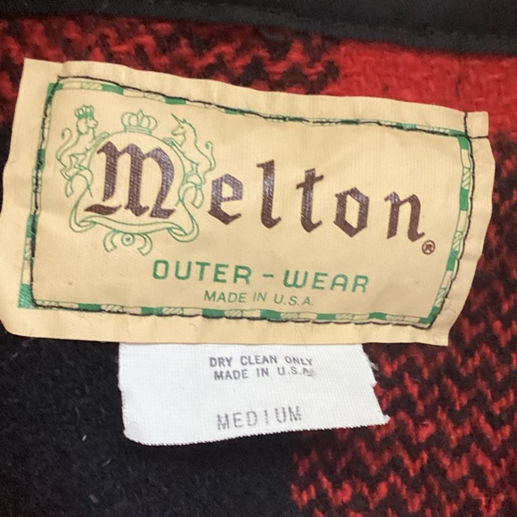 VINTAGE MELTON OUTERWEAR RED PLAID WOOL JACKET - Picture 3 of 11